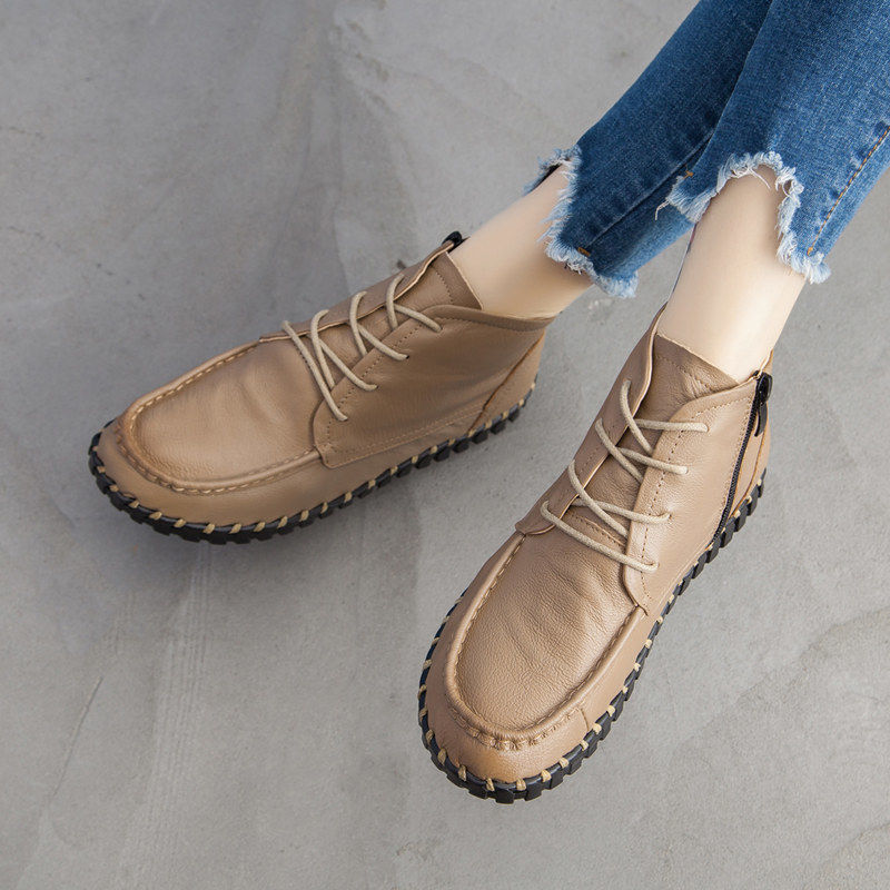 Oxford Lace Up Women - Echte Lederen Laarzen Vrouwen Herfst Lace