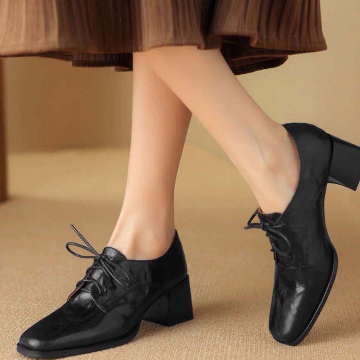 Oxford Lace Up Women - Dames Oxford schoenen met vierkante neus