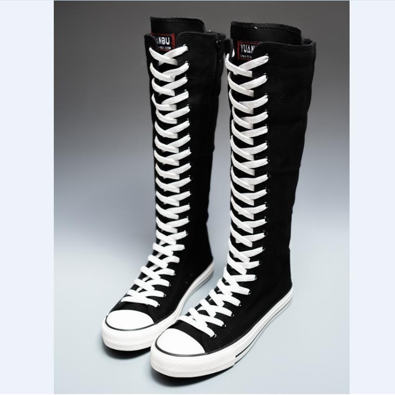 Knee High Boots Women - 2025 Nieuwe Hoge Canvas Sneakers voor