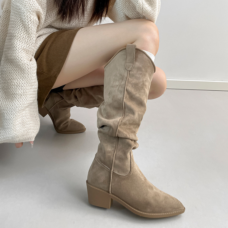 Sock Boot Women - Retro suède ridderlaarzen voor de herfst