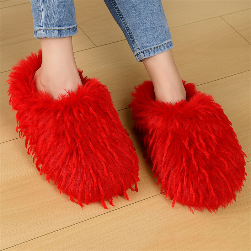 Women'S Shoes Clogs - Winterse damespantoffels, pluizige faux fur pantoffels,