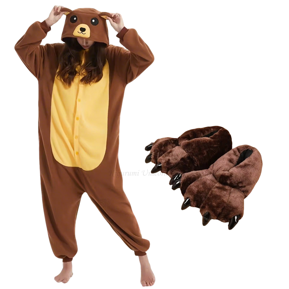 Women Shoes Xxl - Volwassen Dier Bruine Beer Kigurumi Eenhoorn