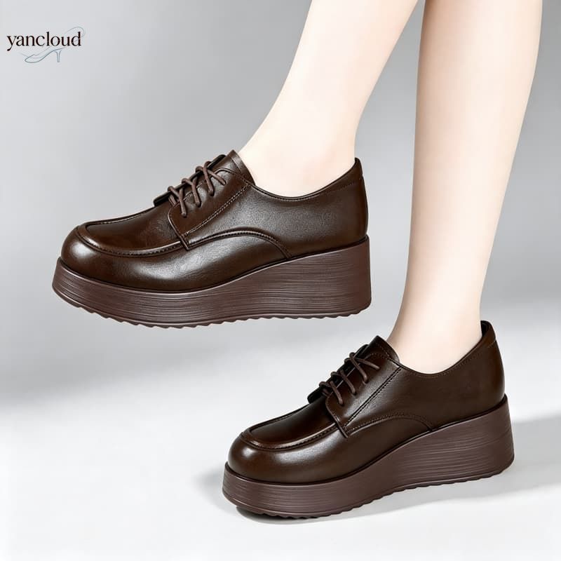 Oxford Lace Up Women - 6cm comfortabele diepe mond zachtlederen schoenen