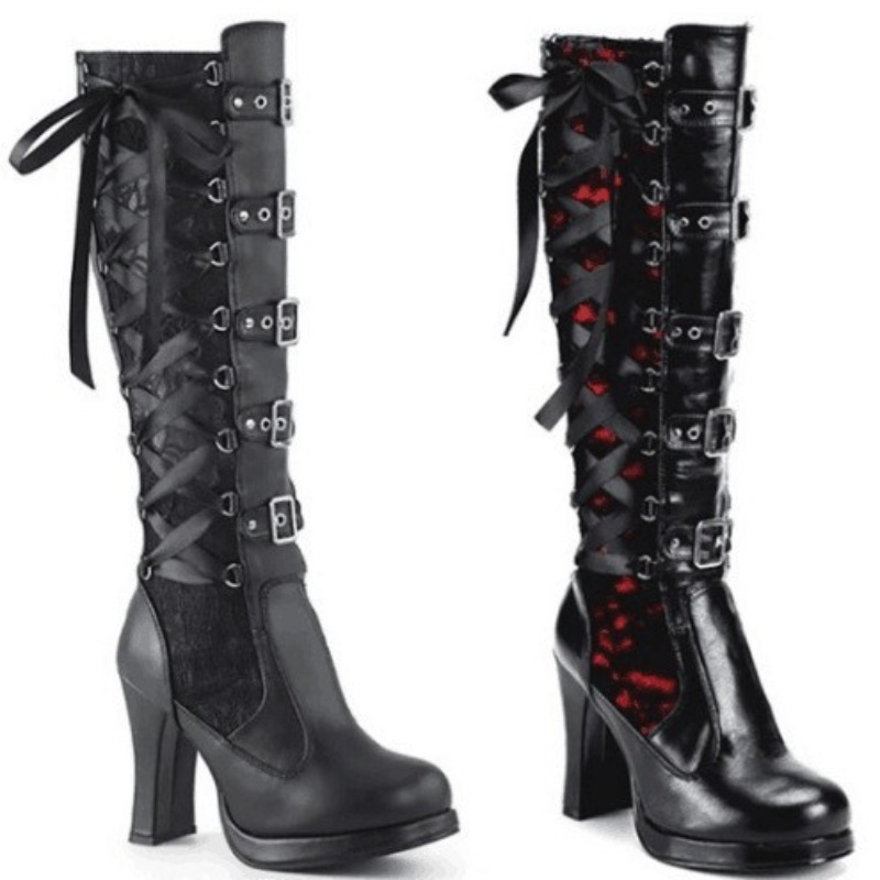 Knee High Boots Women - Punk gotische stijl dames kniehoge laarzen