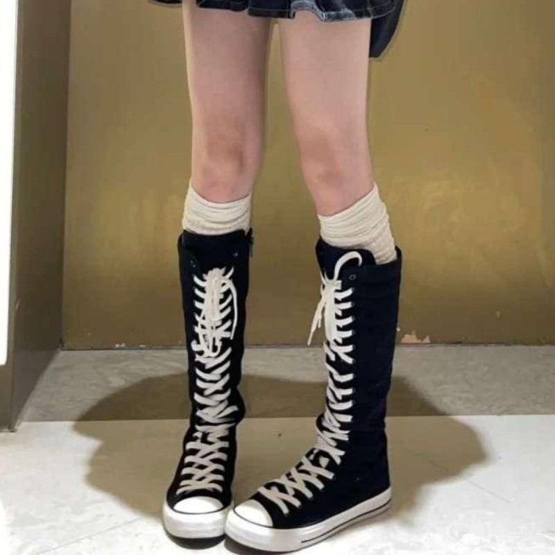 2025 Nieuwe Hoge Canvas Sneake - Knee High Boots Women recensie en prijs