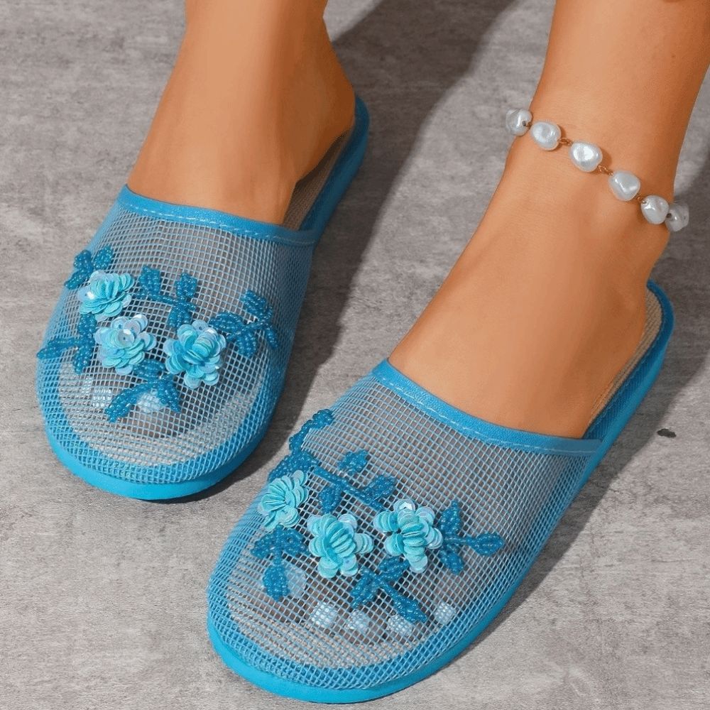 Casual bloemenborduurwerk mesh - Mule Slip On recensie en prijs