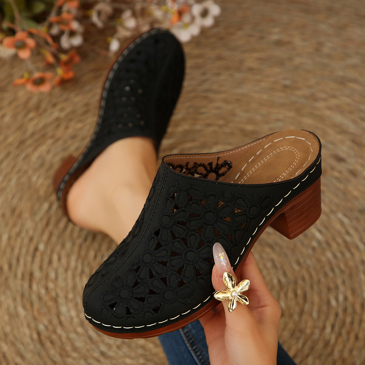 Dames bloemenmuiltjes met uits - Women'S Shoes Clogs recensie en prijs