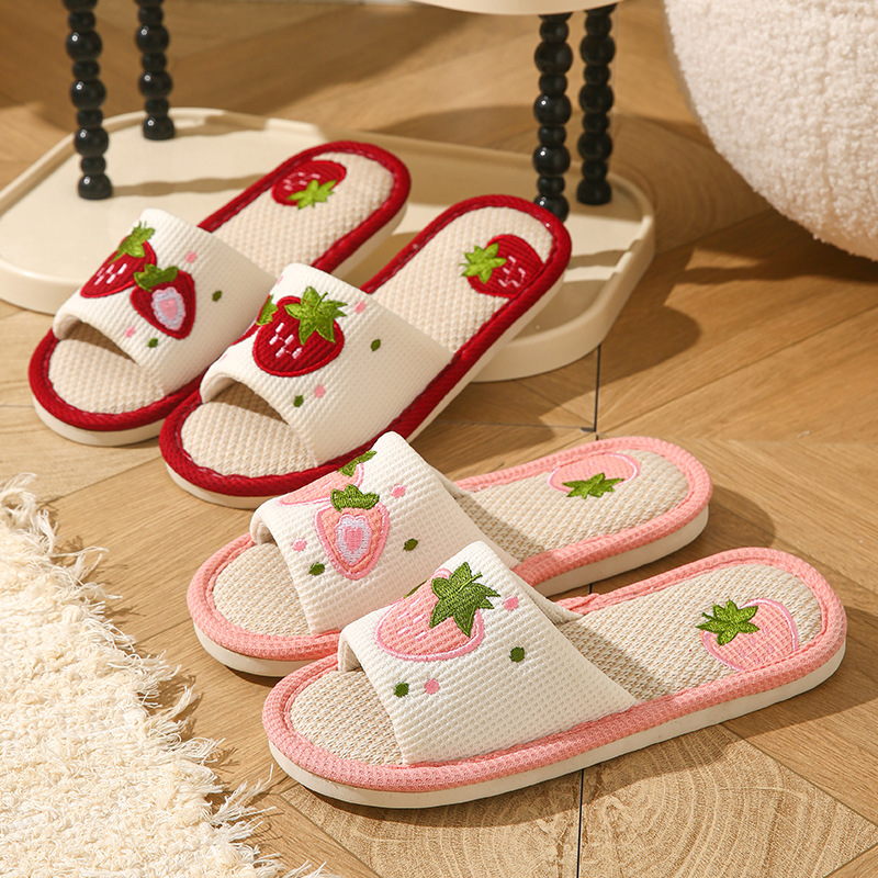 Aardbeienkleurige linnen panto - Mule Slip On recensie en prijs
