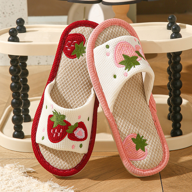 Aardbeienkleurige linnen panto - Mule Slip On recensie en prijs