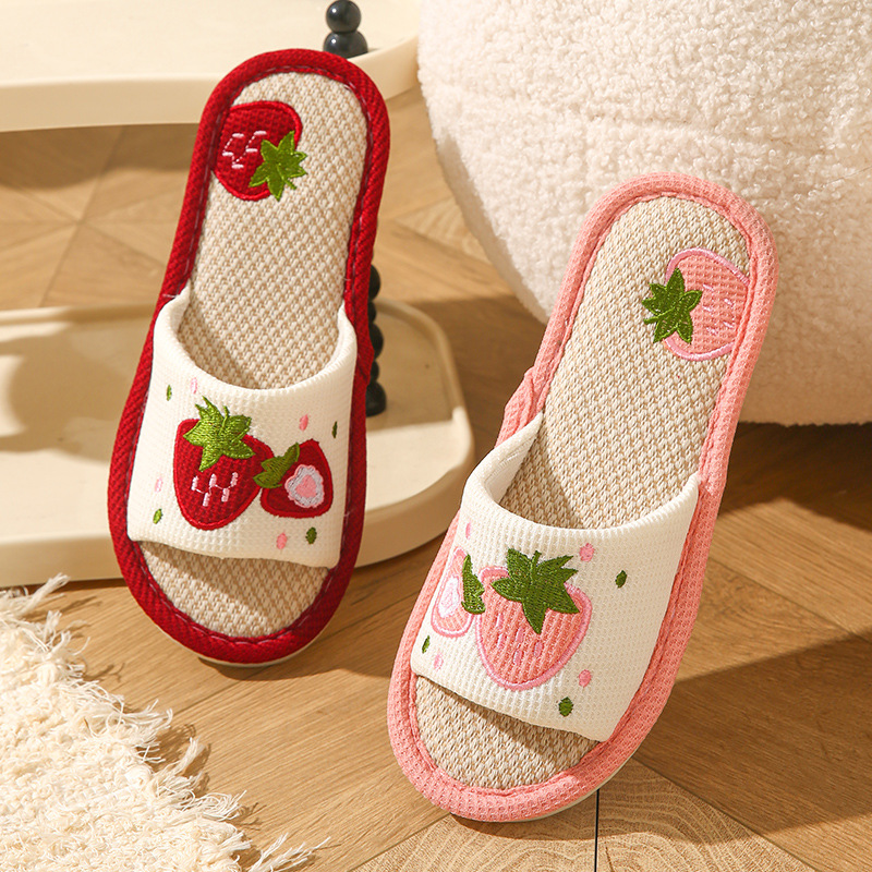 Aardbeienkleurige linnen panto - Mule Slip On recensie en prijs