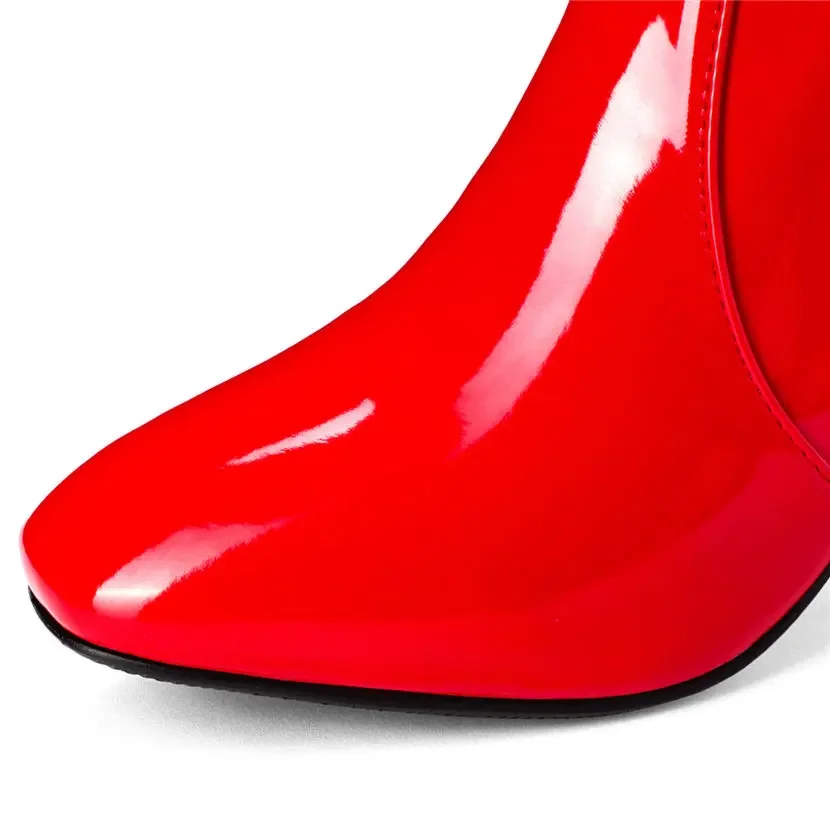 Rood Wit Lakleer Vrouwen Knie  - Knee High Boots Women recensie en prijs